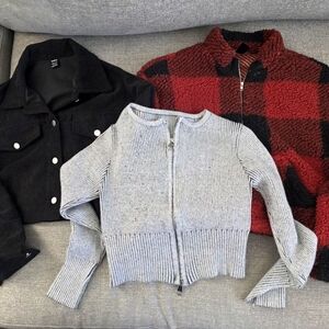 SHEIN Gray Zip-Up Cardigan